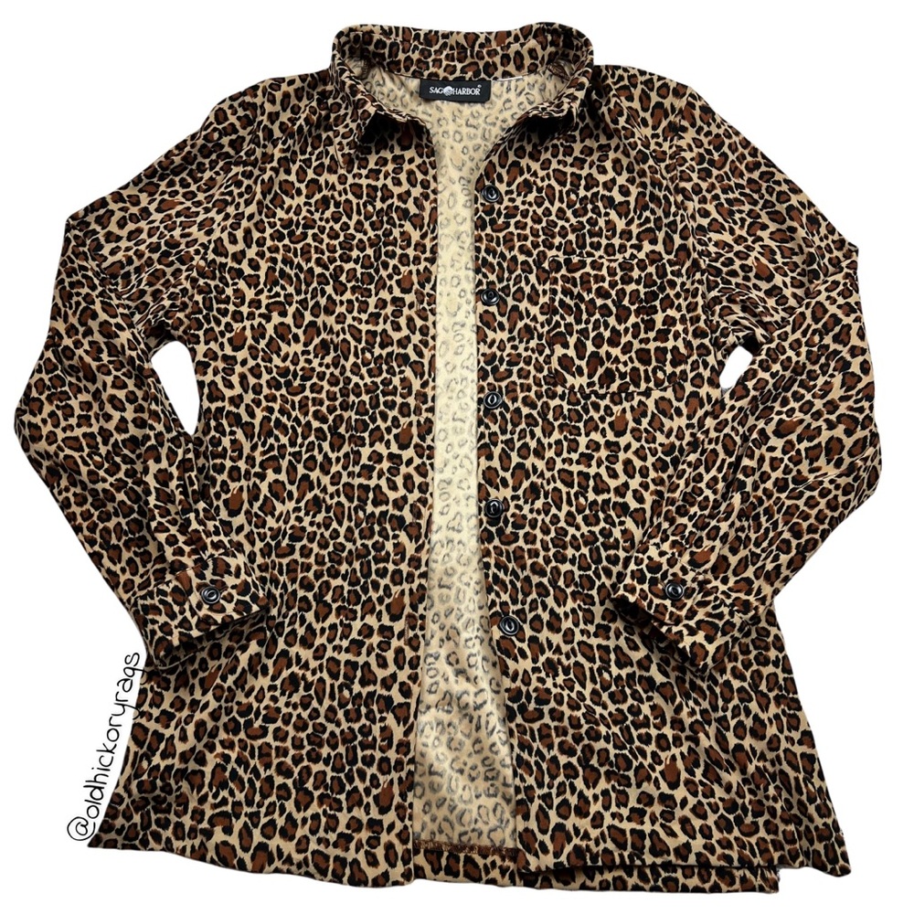 Sag Harbor Cheetah Print Shacket Women’s Size XL Non-Wrinkle